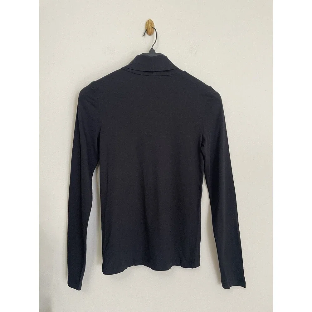 J.CREW Women’s Black Cotton Knit Tissue turtleneck Long Sleeve Top Size M